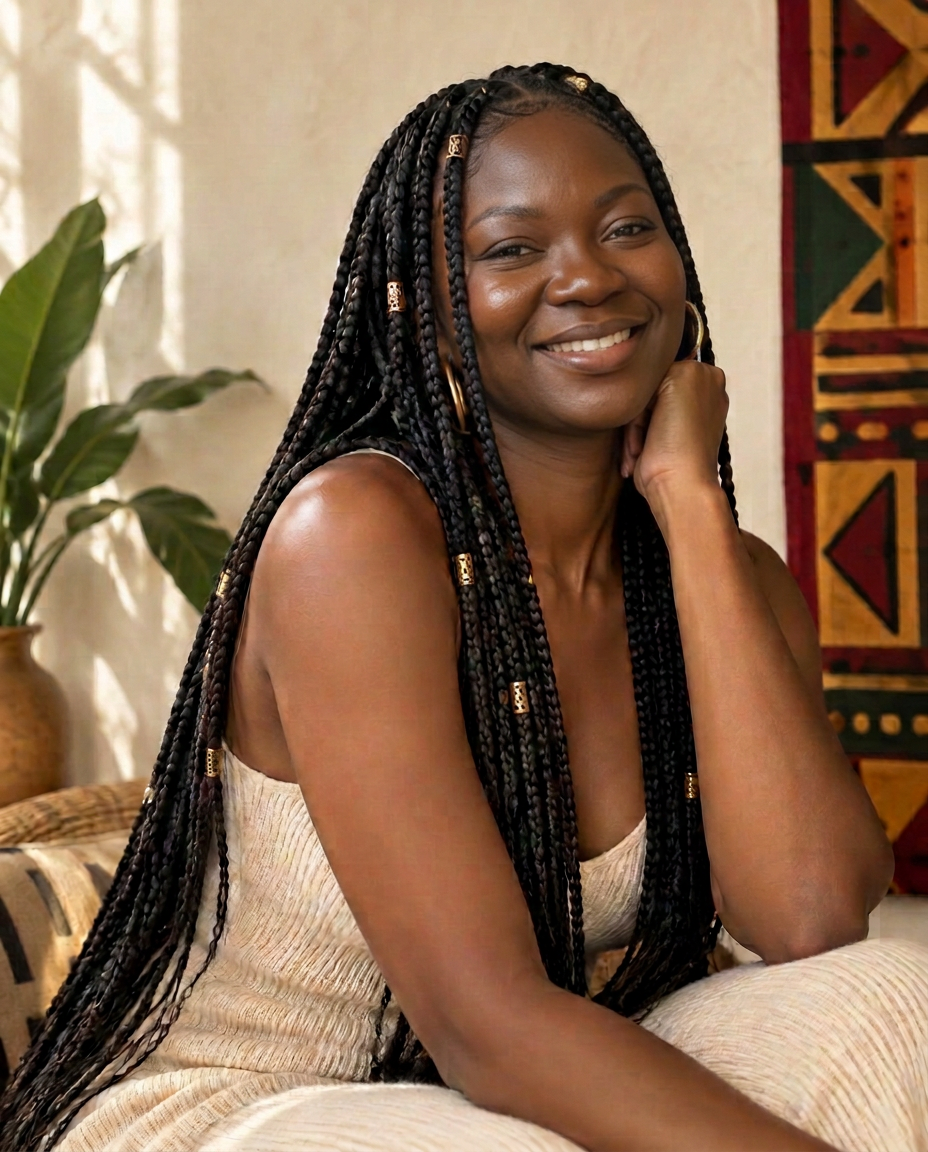 Modelo com tranças afro